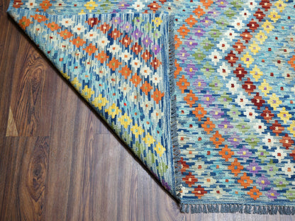 Multicolored 10'2" x 13'4" Flatweave / Kilim Hand woven Wool Rug - Sku: O052090