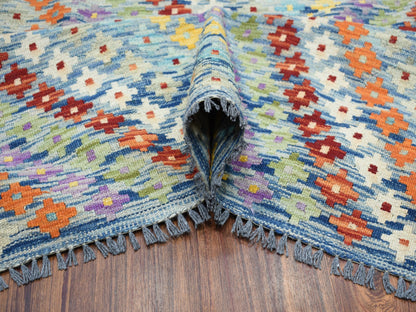 Multicolored 10'2" x 13'4" Flatweave / Kilim Hand woven Wool Rug - Sku: O052090