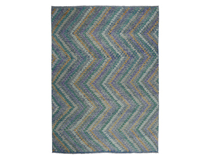 Multicolored 9'0" x 12'2" Flatweave / Kilim Hand woven Wool Rug - Sku: O052199