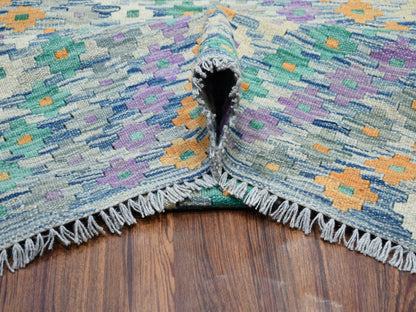 Multicolored 9'0" x 12'2" Flatweave / Kilim Hand woven Wool Rug - Sku: O052199