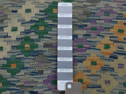 Multicolored 9'0" x 12'2" Flatweave / Kilim Hand woven Wool Rug - Sku: O052199