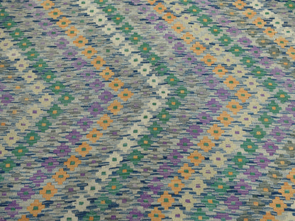 Multicolored 9'0" x 12'2" Flatweave / Kilim Hand woven Wool Rug - Sku: O052199