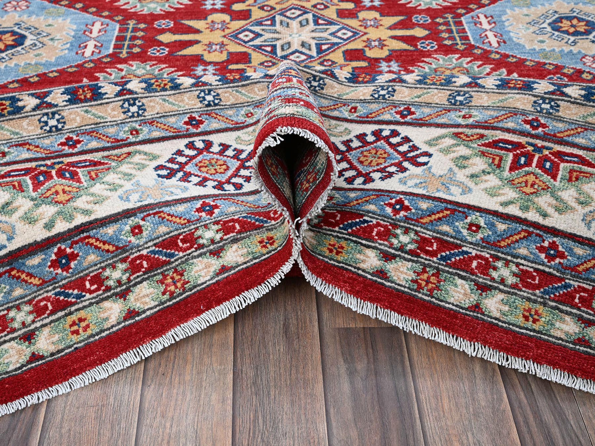 Kazak Kazak hand-knotted wool rug in Red & Ivory, 8'2" x 9'8" — SKU O0522 (view 5)