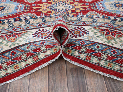 Kazak Kazak hand-knotted wool rug in Red & Ivory, 8'2" x 9'8" — SKU O0522 (view 5)