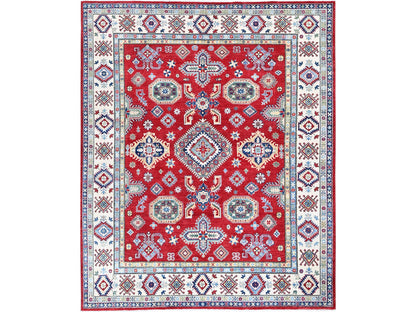 Kazak Kazak hand-knotted wool rug in Red & Ivory, 8'2" x 9'9" — SKU O0523