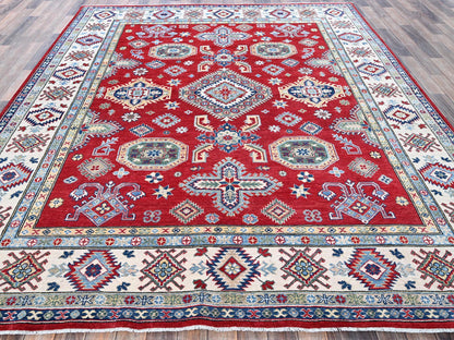 Kazak Kazak hand-knotted wool rug in Red & Ivory, 8'2" x 9'9" — SKU O0523 (view 2)