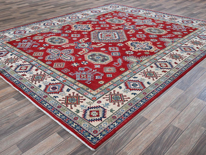 Kazak Kazak hand-knotted wool rug in Red & Ivory, 8'2" x 9'9" — SKU O0523 (view 3)