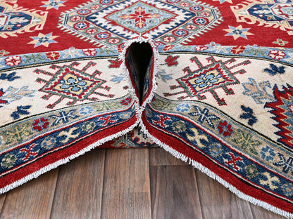 Kazak Kazak hand-knotted wool rug in Red & Ivory, 8'2" x 9'9" — SKU O0523 (view 5)