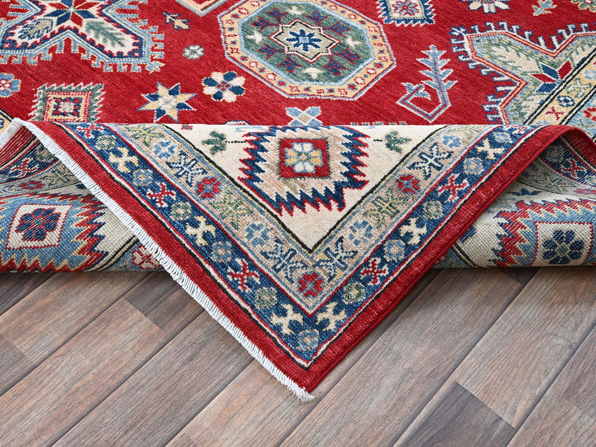 Kazak Kazak hand-knotted wool rug in Red & Ivory, 8'2" x 9'9" — SKU O0523 (view 6)