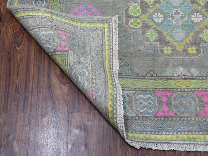 Grey 5'0" x 6'6" Tribal Hand knotted Wool Rug - Sku: O052451