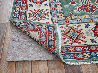 Kazak Kazak hand-knotted wool rug in Green & Ivory, 7'11" x 9'7" — SKU O0524 (view 4)