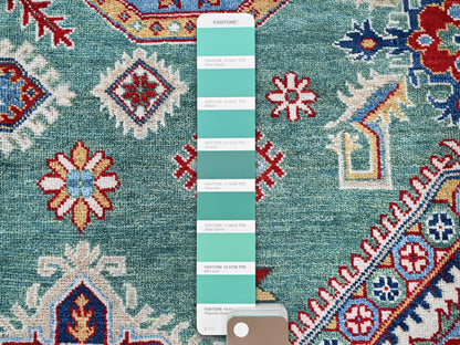Kazak Kazak hand-knotted wool rug in Green & Ivory, 7'11" x 9'7" — SKU O0524 (view 7)