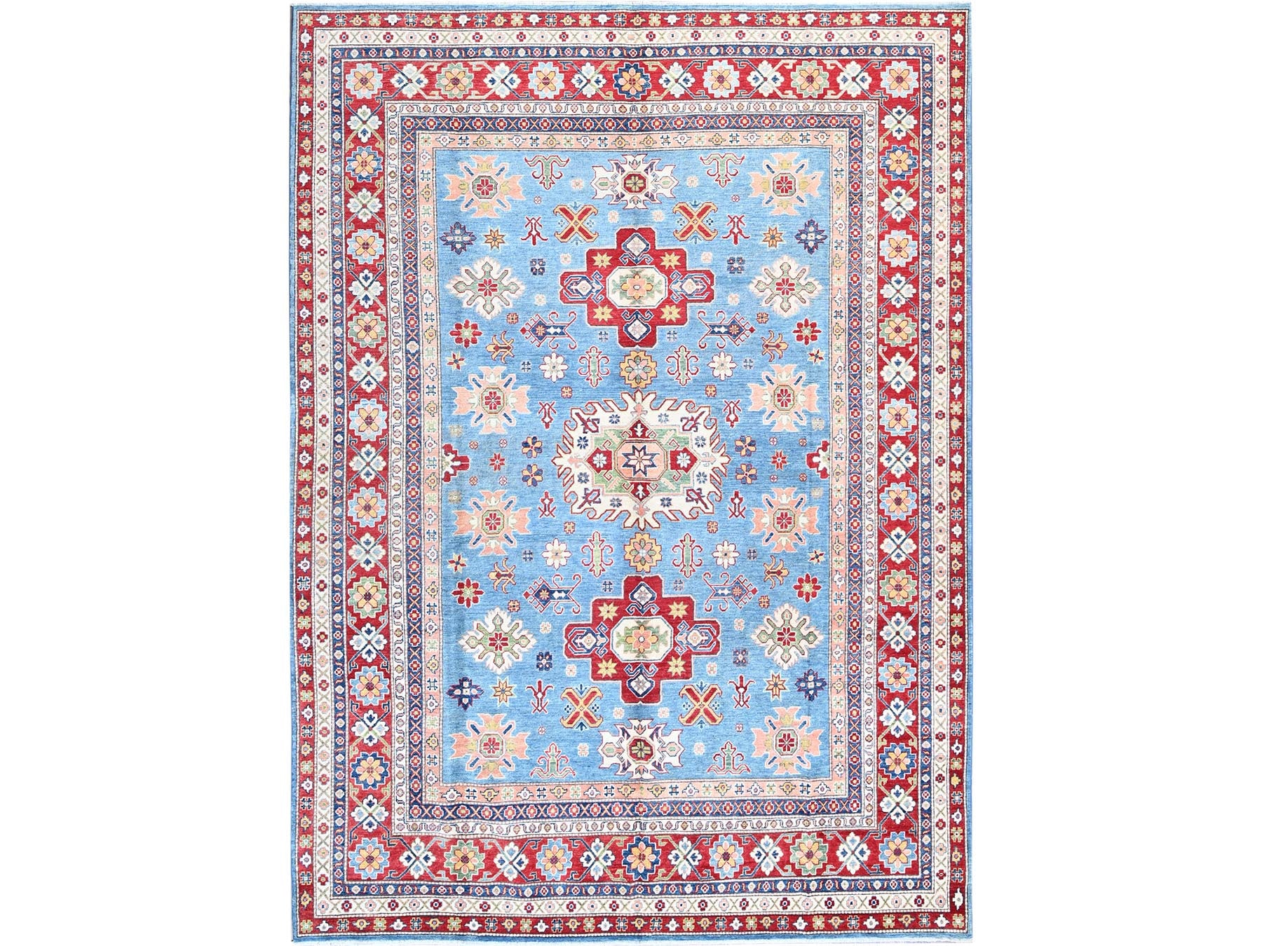 Kazak Kazak hand-knotted wool rug in Blue & Red, 8'9" x 12'1" — SKU O0525