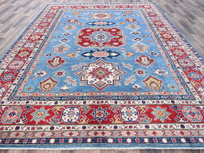 Kazak Kazak hand-knotted wool rug in Blue & Red, 8'10" x 11'8" — SKU O0527 (view 2)