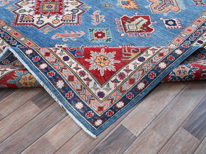 Blue 8'10" x 11'8" Kazak Hand knotted Wool Rug - Sku: O0527