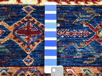 Kazak Kazak hand-knotted wool runner in Blue, 2'4" x 9'1" — SKU O052839 (view 3)