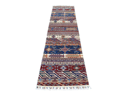Kazak Kazak hand-knotted wool runner in Blue, 2'4" x 9'2" — SKU O052851