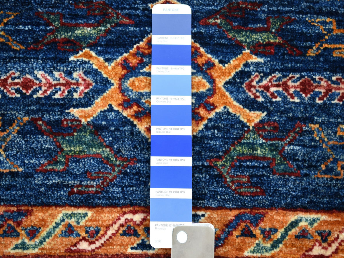 Kazak Kazak hand-knotted wool runner in Blue, 2'4" x 9'2" — SKU O052851 (view 3)