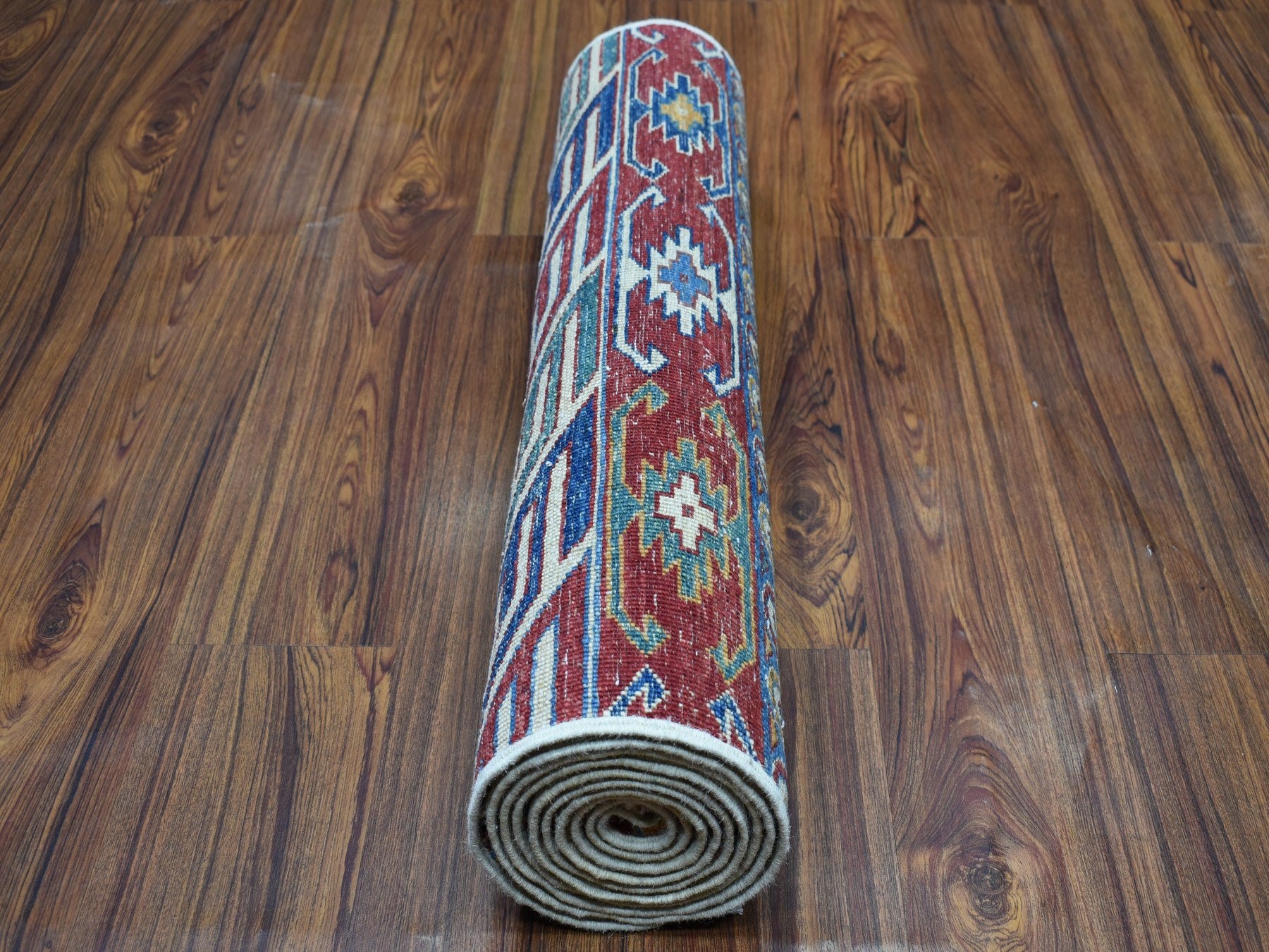 Kazak Kazak hand-knotted wool runner in Blue, 2'4" x 9'2" — SKU O052851 (view 4)