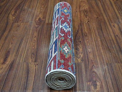 Kazak Kazak hand-knotted wool runner in Blue, 2'4" x 9'2" — SKU O052851 (view 4)