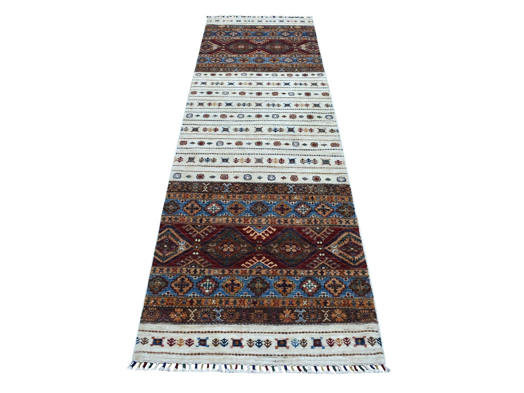 Red 2'9" x 9'0" Tribal Hand knotted Wool Rug - Sku: O052865