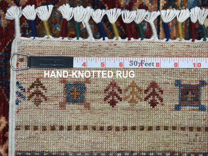 Red 2'9" x 9'0" Tribal Hand knotted Wool Rug - Sku: O052865