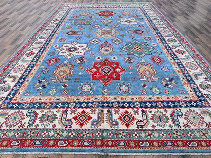 Blue 9'9" x 14'0" Kazak Hand knotted Wool Rug - Sku: O0528