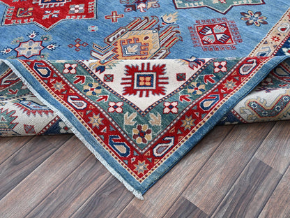 Blue 9'9" x 14'0" Kazak Hand knotted Wool Rug - Sku: O0528