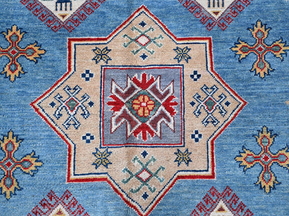 Kazak Kazak hand-knotted wool rug in Blue & Ivory, 9'9" x 14' — SKU O0528 (view 8)