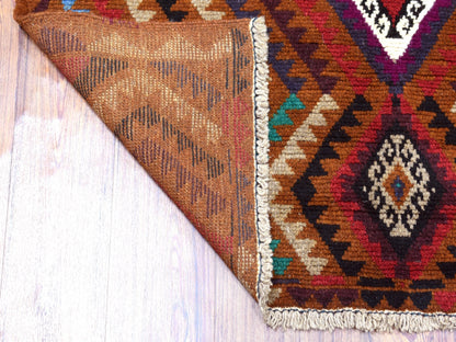 Multicolored 3'7" x 6'1" Tribal Hand knotted Wool Rug - Sku: O053141