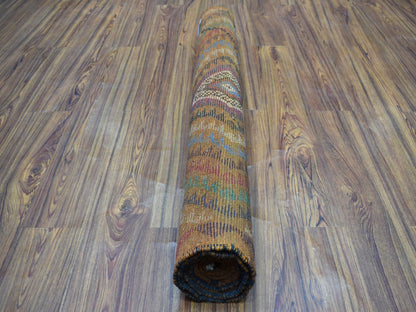 Multicolored 3'7" x 6'1" Tribal Hand knotted Wool Rug - Sku: O053141