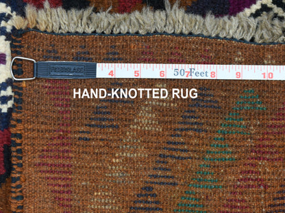 Multicolored 3'7" x 6'1" Tribal Hand knotted Wool Rug - Sku: O053141