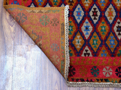 Multicolored 4'0" x 6'1" Tribal Hand knotted Wool Rug - Sku: O053142