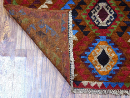 Multicolored 3'9" x 6'0" Tribal Hand knotted Wool Rug - Sku: O053143