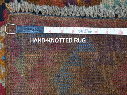 Multicolored 3'9" x 6'0" Tribal Hand knotted Wool Rug - Sku: O053143