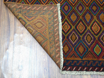 Multicolored 4'3" x 6'2" Tribal Hand knotted Wool Rug - Sku: O053145