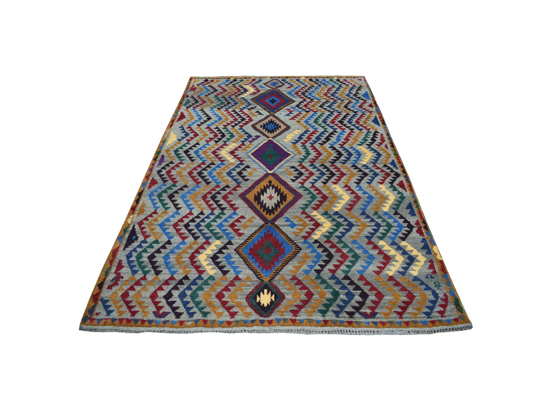 Baluch Tribal & Geometric hand-knotted wool rug in Gray, 5'8" x 7'6" — SKU O053149
