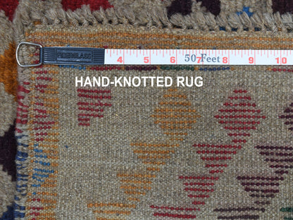 Grey 5'8" x 7'6" Tribal & Geometric Hand knotted Wool Rug - Sku: O053149