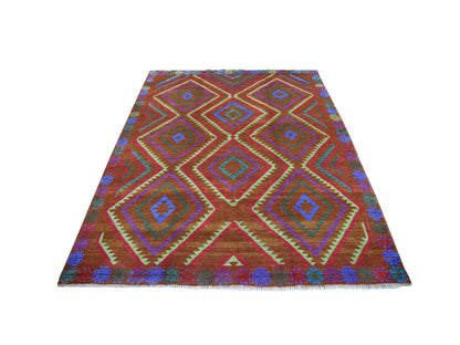 Multicolored 6'1" x 7'8" Tribal Hand knotted Wool Rug - Sku: O053150