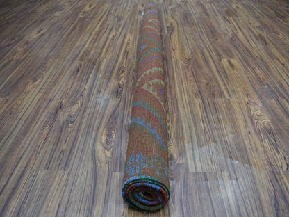 Multicolored 6'1" x 7'8" Tribal Hand knotted Wool Rug - Sku: O053150