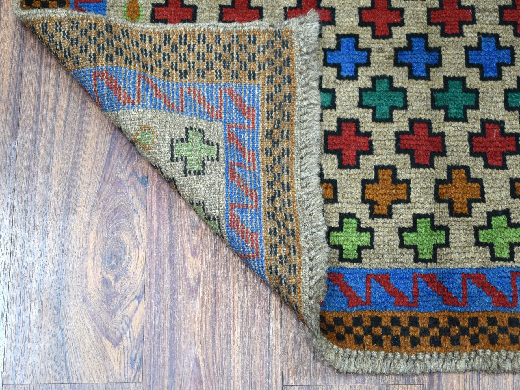 Baluch Tribal & Geometric hand-knotted wool rug in Gray & Blue, 3'4" x 4'9" — SKU O053167 (view 2)