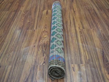 Grey 3'4" x 4'9" Tribal & Geometric Hand knotted Wool Rug - Sku: O053167