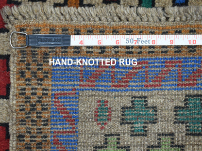 Grey 3'4" x 4'9" Tribal & Geometric Hand knotted Wool Rug - Sku: O053167