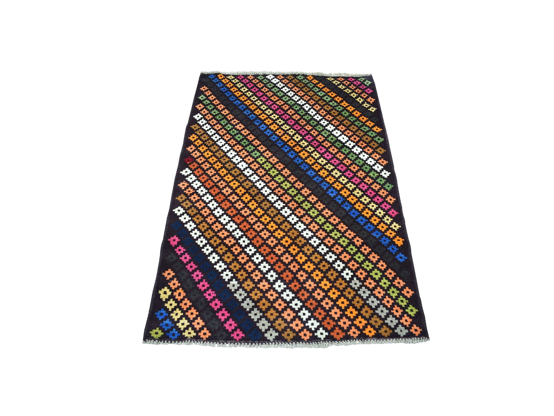 Baluch Tribal & Geometric hand-knotted wool rug in Black, 3'5" x 4'10" — SKU O053174