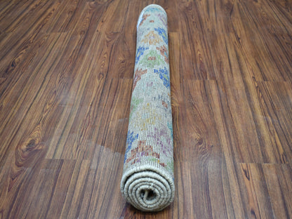 Ivory 3'6" x 4'10" Tribal Hand knotted Wool Rug - Sku: O053176