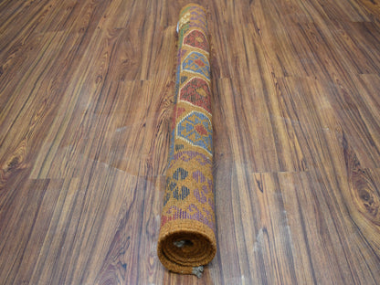 Multicolored 3'6" x 4'9" Tribal Hand knotted Wool Rug - Sku: O053178
