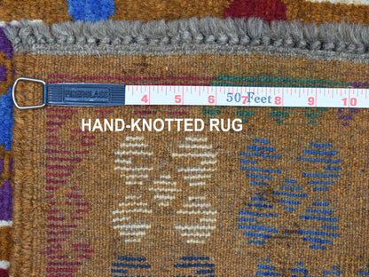 Multicolored 3'6" x 4'9" Tribal Hand knotted Wool Rug - Sku: O053178