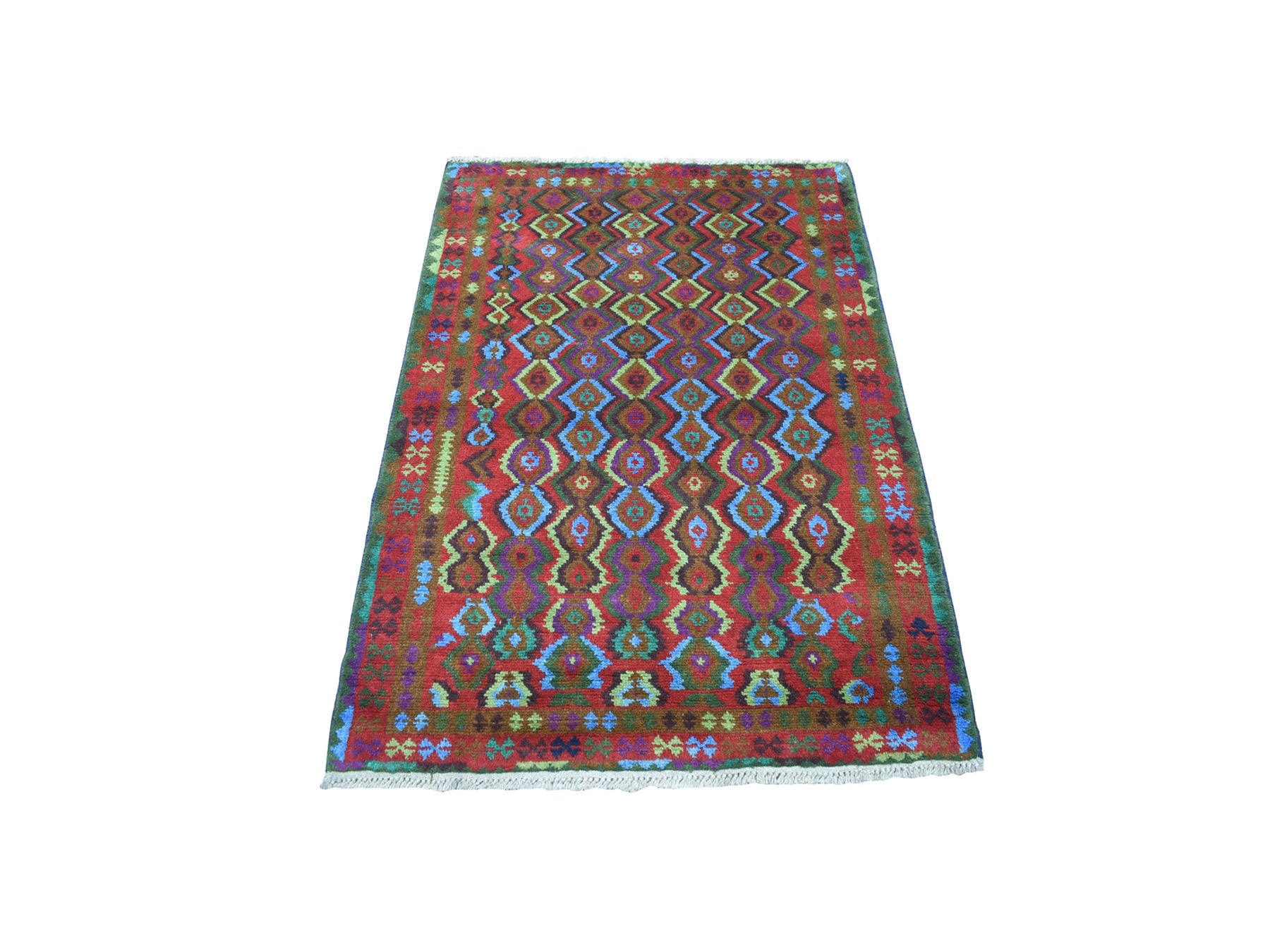 Baluch Tribal & Geometric hand-knotted wool rug in Purple & Red, 3'5" x 4'8" — SKU O053179