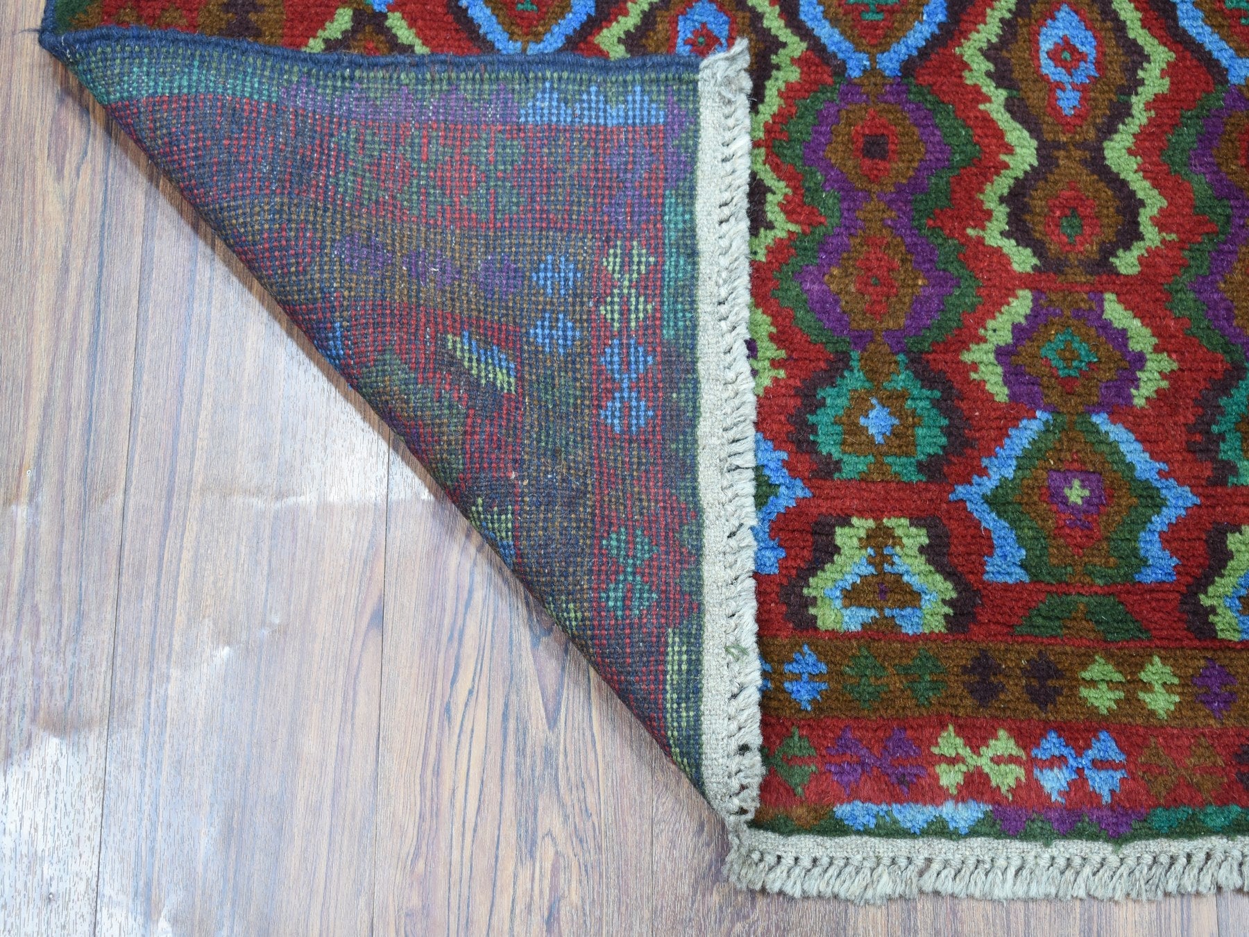 Baluch Tribal & Geometric hand-knotted wool rug in Purple & Red, 3'5" x 4'8" — SKU O053179 (view 2)