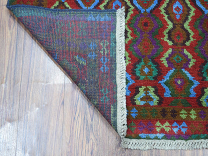 Purple 3'5" x 4'8" Tribal Hand knotted Wool Rug - Sku: O053179